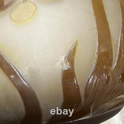 Emile Galle Acid Etched Cameo Art Glass Vase Brown Fruits circa 1910