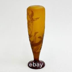 Emile Galle Acid Etched Cameo Art Glass Vase Irises Gold circa 1890