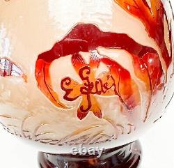 Emile Galle Acid Etched Cameo Art Nouveau Fire Polished Glass 17.75 in Vase