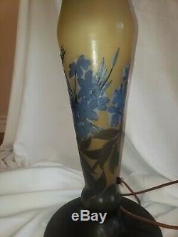 Emile Galle Art Glass Cameo Table Lamp, Late 19th Century Signed