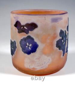 Emile Galle Art Nouveau Cameo Vase Hydrangeas Purple & Moss Green Um 1910/1914