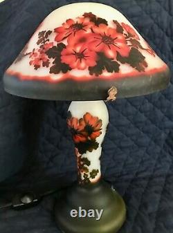 Emile Galle' Art Nouveau Desk lamp. French Cameo Art Glass. 17 1/2 Tall