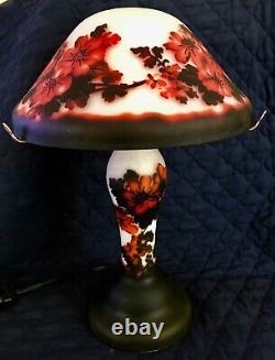 Emile Galle' Art Nouveau Desk lamp. French Cameo Art Glass. 17 1/2 Tall