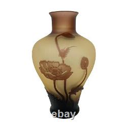 Emile Galle Brown Cameo Floral Poppy Art Nouveau 7 Vase