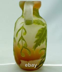 Emile Galle Cameo Acid Etched and Wheel Carved Applied Handled Vase
