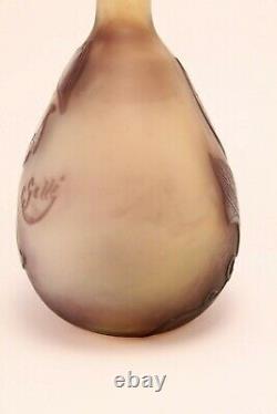 Emile Galle Cameo Frosted Glass Leaves and Vines Miniature Vase 6 3/4