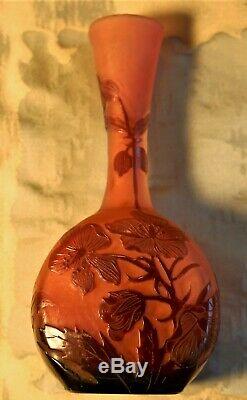 Emile Galle Cameo Glass Banjo Shaped Soliflore (Bud Vase) c. 1885