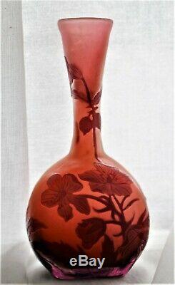 Emile Galle Cameo Glass Banjo Shaped Soliflore (Bud Vase) c. 1885