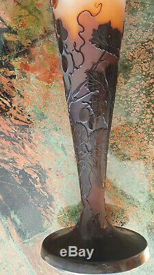 Emile Galle Cameo Vase, Art Glass Art Nouveau 28 inches tall