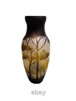 Emile Galle / Daum Nancy Style/ Cameo Style Landscape Glass 14 Vase