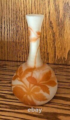Emile Galle French Floral Cameo Art Glass Vase Clematis Flowers
