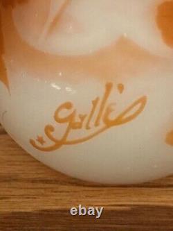 Emile Galle French Floral Cameo Art Glass Vase Clematis Flowers