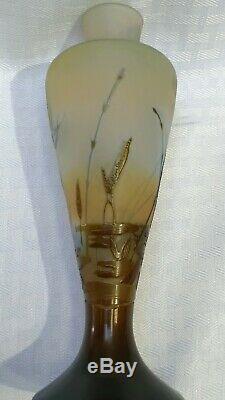 Emile Galle French cameo antique art glass vase 8