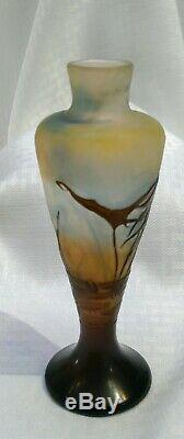 Emile Galle French cameo antique art glass vase 8