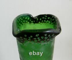 Emile Galle French cameo glass pitcher in green with iris decoration