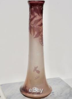 Emile Galle Monumental 23 French Cameo Wisteria Vase, circa 1904