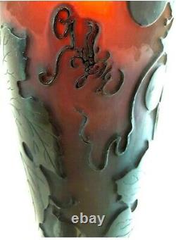 Emile Gallé Monumental Art Cameo Glass Vase, Art Nouveau, France, Circa 1900