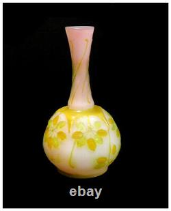 Emile Galle Original Color French Cameo Glass Flower Bud Vase Signed Antique SBO