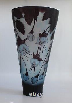 Emile Galle Reproduction Art Nouveau Style Floral Cameo Glass 11 Vase