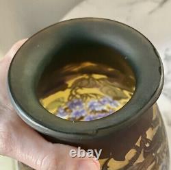 Emile Galle STYLE French Art Nouveau Cameo Glass Wisteria Large Vase