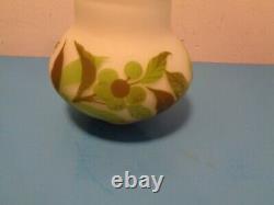 Emile Galle Signed Leaves Cameo Glass Vase (4.5 by 4.5 by 4.5)