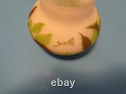 Emile Galle Signed Leaves Cameo Glass Vase (4.5 by 4.5 by 4.5)