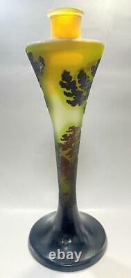 Emile Galle Vase With LakesCape Motif Cased Glass Cameo Art Nouveau H 16 inch