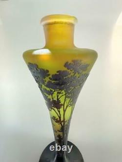 Emile Galle Vase With LakesCape Motif Cased Glass Cameo Art Nouveau H 16 inch