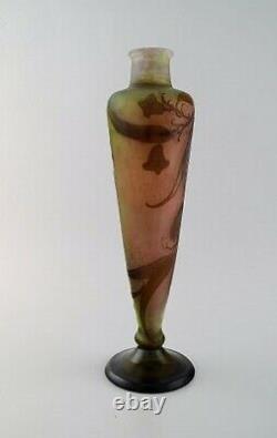 Emile Gallé vase in frosted and overlaid brown art glass, ca 1910