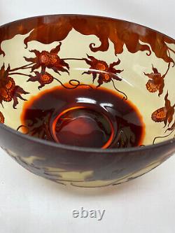 Emille Galle Cameo Bowl Reproduction Tri Color Foliage D11in X H6in