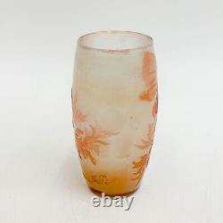 Emille Galle Fire Polished Cameo Art Glass Miniature Vase Orange circa 1880