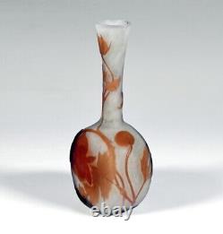 Enamel Galle Art Nouveau Cameo Vase Bottle Form Solitaire Um 1903 H 5 1/2in