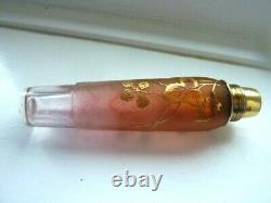 Exquisite Art Nouveau Daum Nancy Cameo Glass HM Silver Flacon Antique