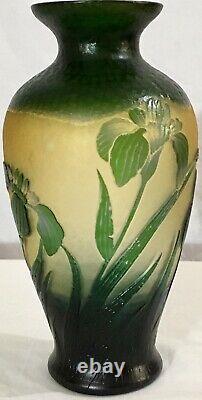 Exquisite Galle Signed Super Reproduction Acid Etched Floral Cameo Glass Vase 8