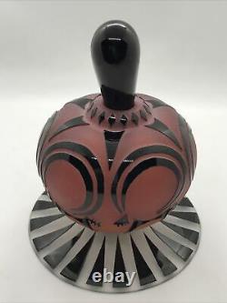 FAB! Raabe & Fellerman Black Cut to Red Cameo Art Glass Perfume Bottle Signed