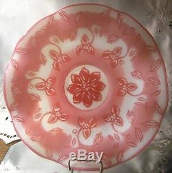 FENTON French Opalescent CAMEO GLASS Connoisseur Gold Ruby BOWL PLATE 14 Pink