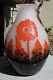 Fabulous Rare 1920s Degue Cameo Glass Vase Art Deco France Orange Flowers