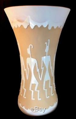 Fenton Art Glass Cameo Carved Chocolate Vase Circle Of Friends ONLY 20 MADE