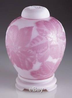 Fenton Art Glass Kelsey Murphy Cameo Poinsettias Vase NEW