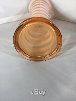 Fenton Art Glass Vintage 1920s Cameo Opalescent Glass Swirled Optic Swung Vase