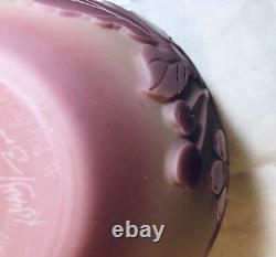 Fenton Burmese Sand Carved Cameo Globe Vase Pot Cherries Ltd Ed Murphy Bomkamp