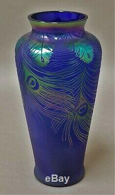 Fenton Cameo Carved Peacock Feathers Favrene Vase Limited Edition SEE CONDITION