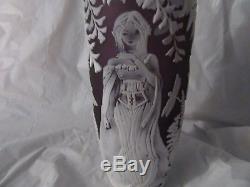 Fenton Cameo Sand Carved Vase 91\2''Tall