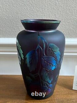 Fenton Connoisseur Collection Plum Leaves Of Gold 9 Vase Martha Reynolds #291