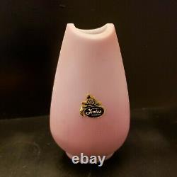 Fenton Glass Carved Vase Cameo Pink Burmese