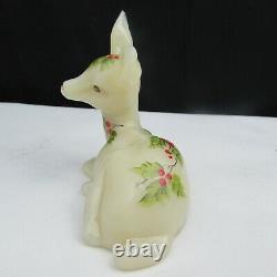 Fenton Glossy Cameo Louise Piper OOAK Christmas Hand Painted Fawn C2087