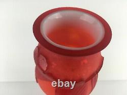 Fenton Kelsey Murphy BomKemp Poppy Vase Cameo Glass Orange Red