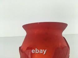 Fenton Kelsey Murphy BomKemp Poppy Vase Cameo Glass Orange Red