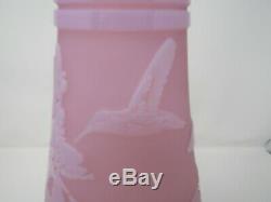 Fenton Kelsey Murphy Pink Peony Tall Cameo Vase. 3 Signatures. # 3 out of 50