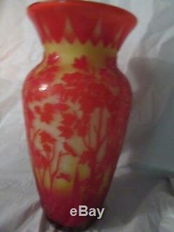 Fenton Kelsey and Bomkamp Cameo Sand Carved Vase 101\2''tall Morning Sun